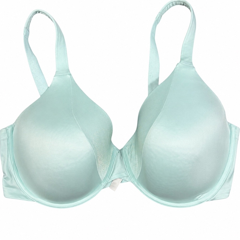 Ambrielle‎ Full Figure Bra Womens 42DDD Aqua Blue Shimmer Underwire Support